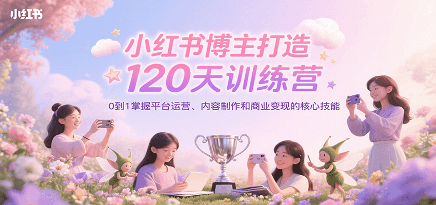 小红书博主打造120天训练营，0到1掌握平台运营、内容制作和商业变现-创新社-资源网-最新项目分享网站