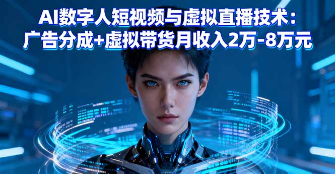 AI数字人短视频与虚拟直播技术：广告分成+虚拟带货月收入2万-8万元-创新社-资源网-最新项目分享网站