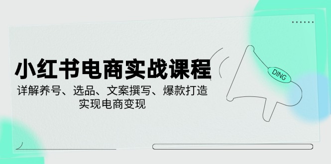 小红书电商实战课程，详解养号、选品、文案撰写、爆款打造，实现电商变现-创新社-资源网-最新项目分享网站