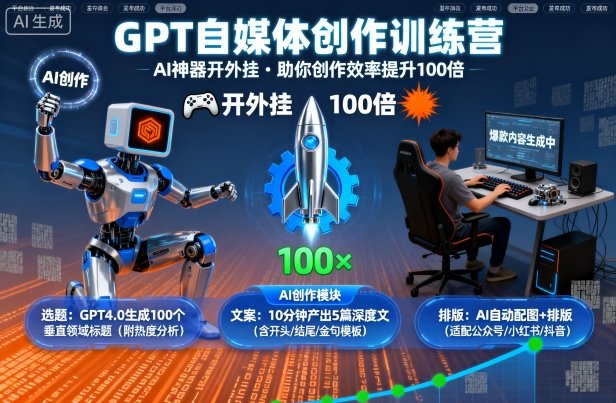 GPT自媒体创作训练营：AI神器开外挂，助你创作效率提升100倍-创新社-资源网-最新项目分享网站