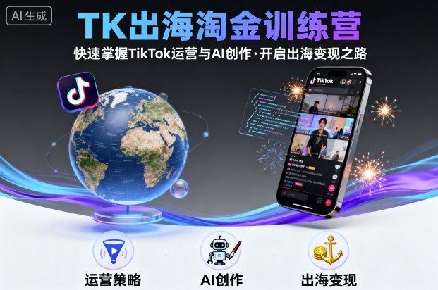 TK出海淘金训练营，助你快速掌握TikTok运营与AI创作，开启出海变现之路-创新社-资源网-最新项目分享网站