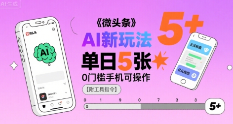 微头条AI新玩法，小白单日5张+，0门槛手机可操作【附工具指令】-创新社-资源网-最新项目分享网站