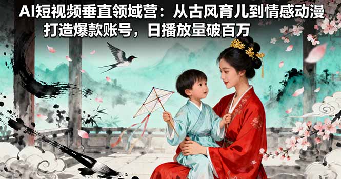 AI短视频垂直领域营:从古风育儿到情感动漫,打造爆款账号,日播放量破百万-创新社-资源网-最新项目分享网站