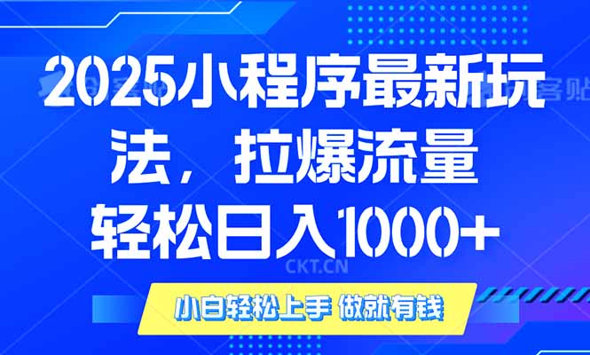 2025年小程序最新玩法，流量直接拉爆，单日稳定变现1000+-创新社-资源网-最新项目分享网站