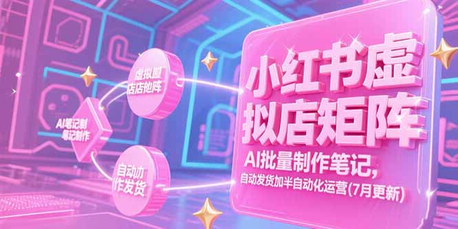 小红书虚拟店矩阵，AI批量制作笔记，自动发货加半自动化运营(7月更新-创新社-资源网-最新项目分享网站