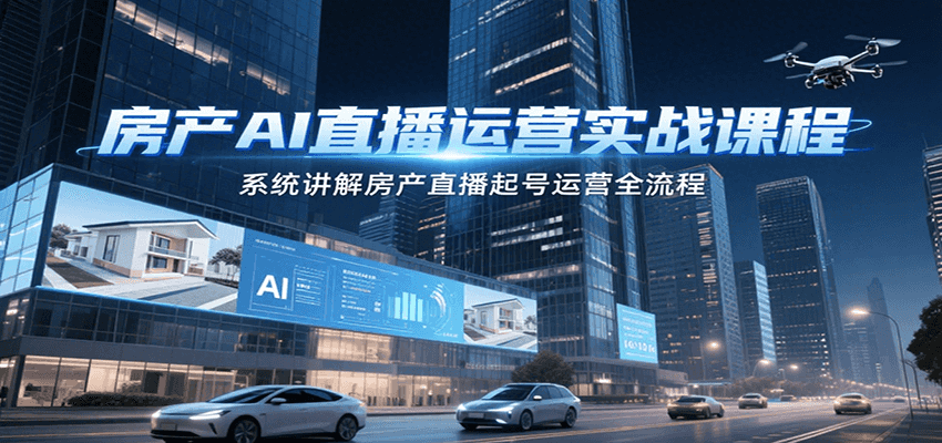 房产AI直播运营实战课程，系统讲解房产直播起号运营全流程-创新社-资源网-最新项目分享网站