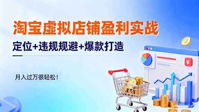 淘宝虚拟店铺盈利实战:定位+违规规避+爆款打造,月入过万很轻松!-创新社-资源网-最新项目分享网站