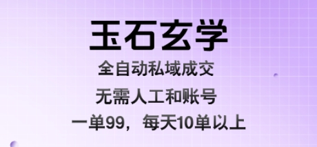 玉石玄学全自动私域成交，一单99每天十单以上，无需人工和矩阵账号，蓝海项目直接干【揭秘】-创新社-资源网-最新项目分享网站