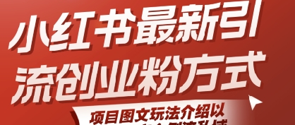 小红书最新引流创业粉方式，项目图文玩法介绍以及如何安全倒流私域-创新社-资源网-最新项目分享网站