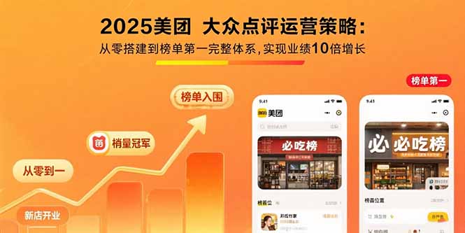 2025美团 大众点评运营策略:从零搭建到榜单第一完整体系,实现业绩10倍增长-创新社-资源网-最新项目分享网站