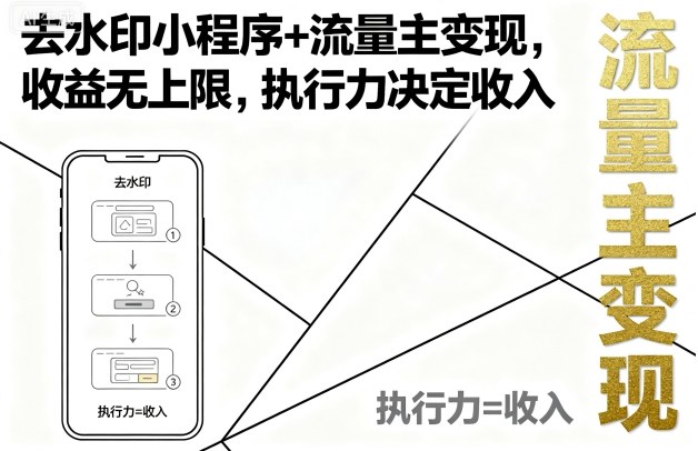 去水印小程序+流量主变现，收益无上限，执行力决定收入-创新社-资源网-最新项目分享网站