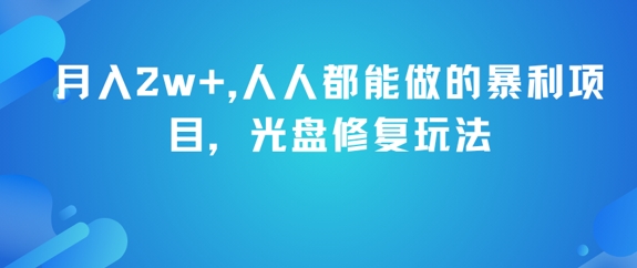 月入2w+，人人都能做的暴利项目，光盘修复玩法-创新社-资源网-最新项目分享网站