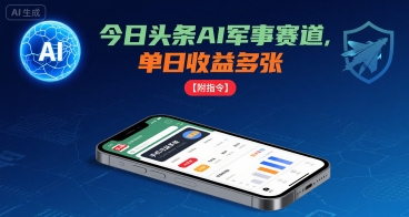 今日头条AI军事赛道，单日收益多张 ，手机可做【附指令】-创新社-资源网-最新项目分享网站