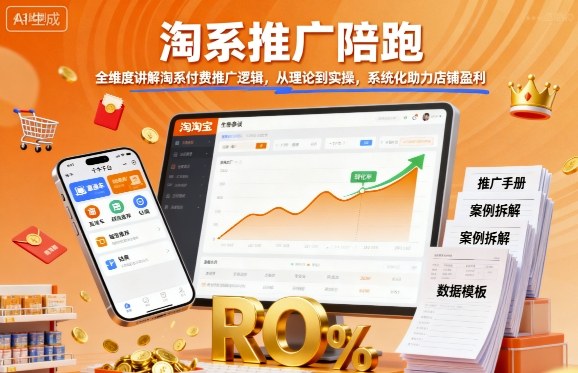 淘系推广陪跑，全维度讲解淘系付费推广逻辑，从理论到实操，系统化助力店铺盈利-创新社-资源网-最新项目分享网站