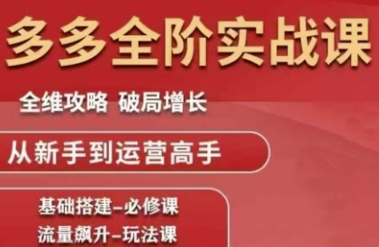 拼多多全阶实战课程，全维攻略，破局增长，从新手到运营高手-创新社-资源网-最新项目分享网站
