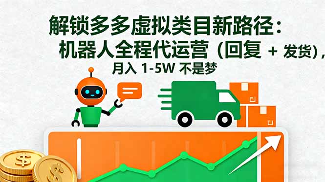 解锁多多虚拟类目新路径:机器人全程代运营(回复 + 发货-创新社-资源网-最新项目分享网站