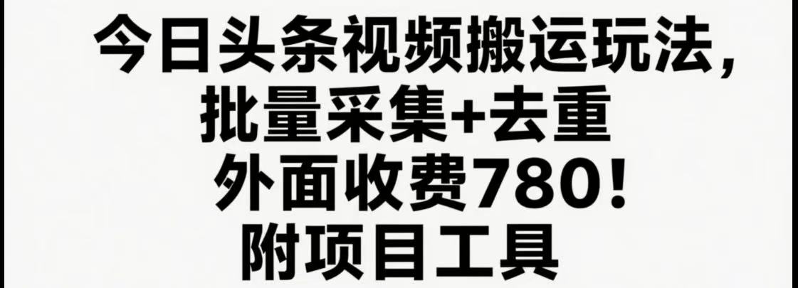 今日头条视频搬运玩法，软件一键去重，轻松日入500+附项目工具-创新社-资源网-最新项目分享网站