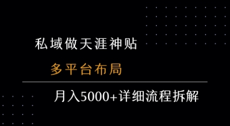 私域做天涯神贴 多平台布局 月入5k+详细流程拆解-创新社-资源网-最新项目分享网站