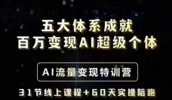 五大体系成就百万变现AI超级个体- AI流量变现特训营，一步一步教你一个人怎么年入百W-创新社-资源网-最新项目分享网站