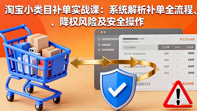 淘宝小类目补单实战课:系统解析补单全流程、降权风险及安全操作-创新社-资源网-最新项目分享网站