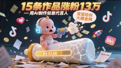 用AI制作幼崽代言人，宝宝的控诉火爆全网，15条作品涨粉13W，单号月入5位数实操教程-创新社-资源网-最新项目分享网站