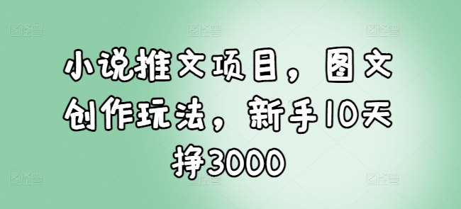 小说推文项目，图文创作玩法，新手10天挣3000-创新社-资源网-最新项目分享网站