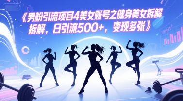 男粉引流项目4美女账号之健身美女拆解，日引流500+，变现多张-创新社-资源网-最新项目分享网站