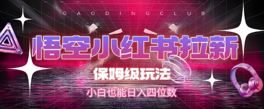 悟空小红书拉新，保姆级玩法，小白也能日入四位数-创新社-资源网-最新项目分享网站