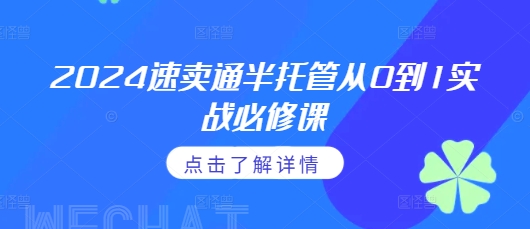 2024速卖通半托管从0到1实战必修课，掌握通投广告打法、熟悉速卖通半托管的政策细节-创新社-资源网-最新项目分享网站