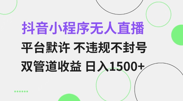 抖音小程序无人直播 平台默许 不违规不封号 双管道收益 日入多张 小白也能轻松操作【仅揭秘】-创新社-资源网-最新项目分享网站