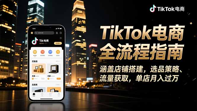 TikTok电商全流程指南，涵盖店铺搭建、选品策略、流量获取，单店月入过万-创新社-资源网-最新项目分享网站