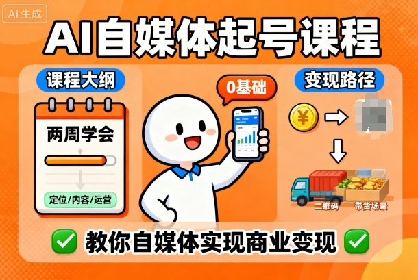 AI自媒体起号课程，0基础小白两周学会，教你自媒体实现商业变现-创新社-资源网-最新项目分享网站