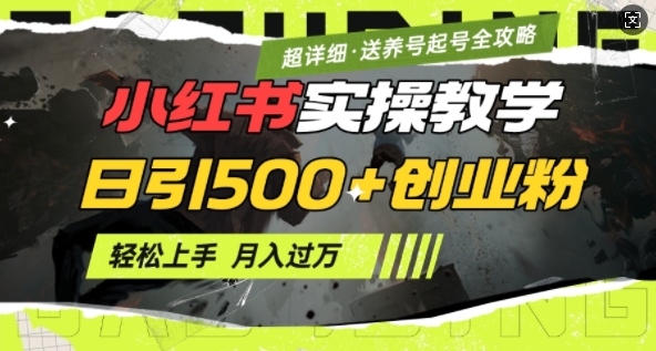 2月小红书最新日引500+创业粉实操教学【超详细】小白轻松上手，月入1W+，附小红书养号起号SOP-创新社-资源网-最新项目分享网站