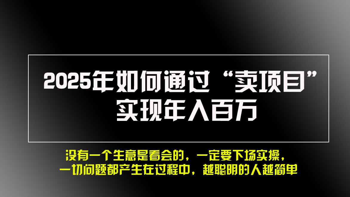 2025年如何通过“卖项目”实现年入百万-创新社-资源网-最新项目分享网站