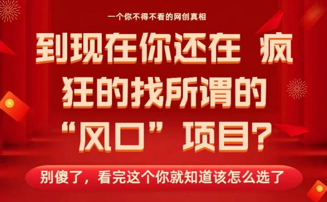 马上26年了，你还在找所谓的风口项目？别傻了，看完这个你全都懂了！【揭秘】-创新社-资源网-最新项目分享网站