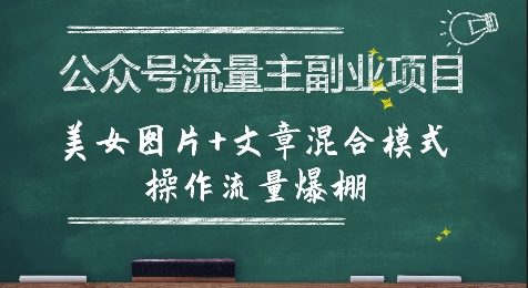 公众号流量主副业项目，美女图片+文章混合模式操作流量爆棚-创新社-资源网-最新项目分享网站