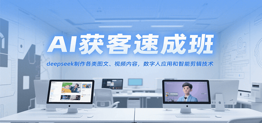 AI获客速成班，deepseek制作各类图文、视频内容，数字人应用和智能剪辑技术-创新社-资源网-最新项目分享网站