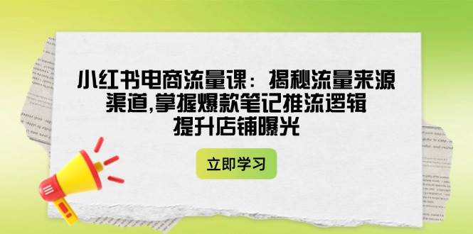 小红书电商流量课：揭秘流量来源渠道,掌握爆款笔记推流逻辑,提升店铺曝光-创新社-资源网-最新项目分享网站