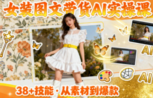 女装图文带货的AI实操课，覆盖38个实用技能，快速提升素材制作效率-创新社-资源网-最新项目分享网站