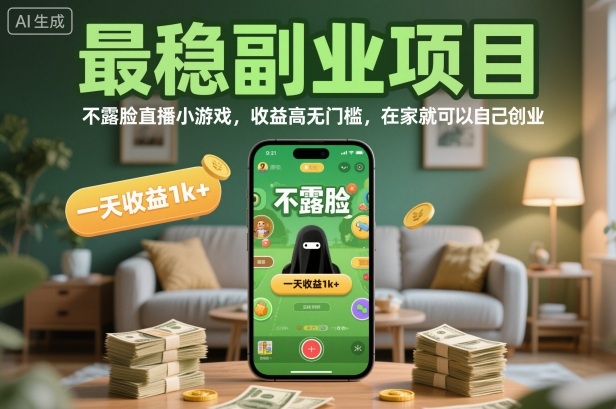 最稳副业项目，不露脸直播小游戏，收益高无门槛，一天收益1k+，在家就可以自己创业【揭秘】-创新社-资源网-最新项目分享网站