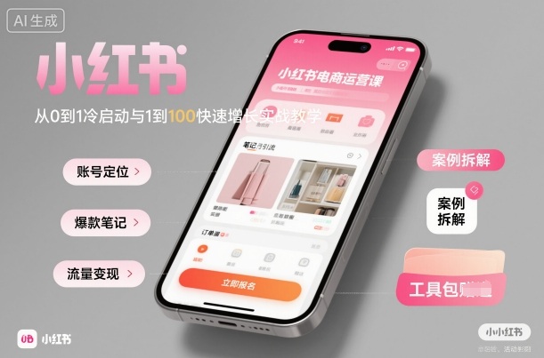 小红书电商运营课:从0到1冷启动与1到100快速增长实战教学-创新社-资源网-最新项目分享网站