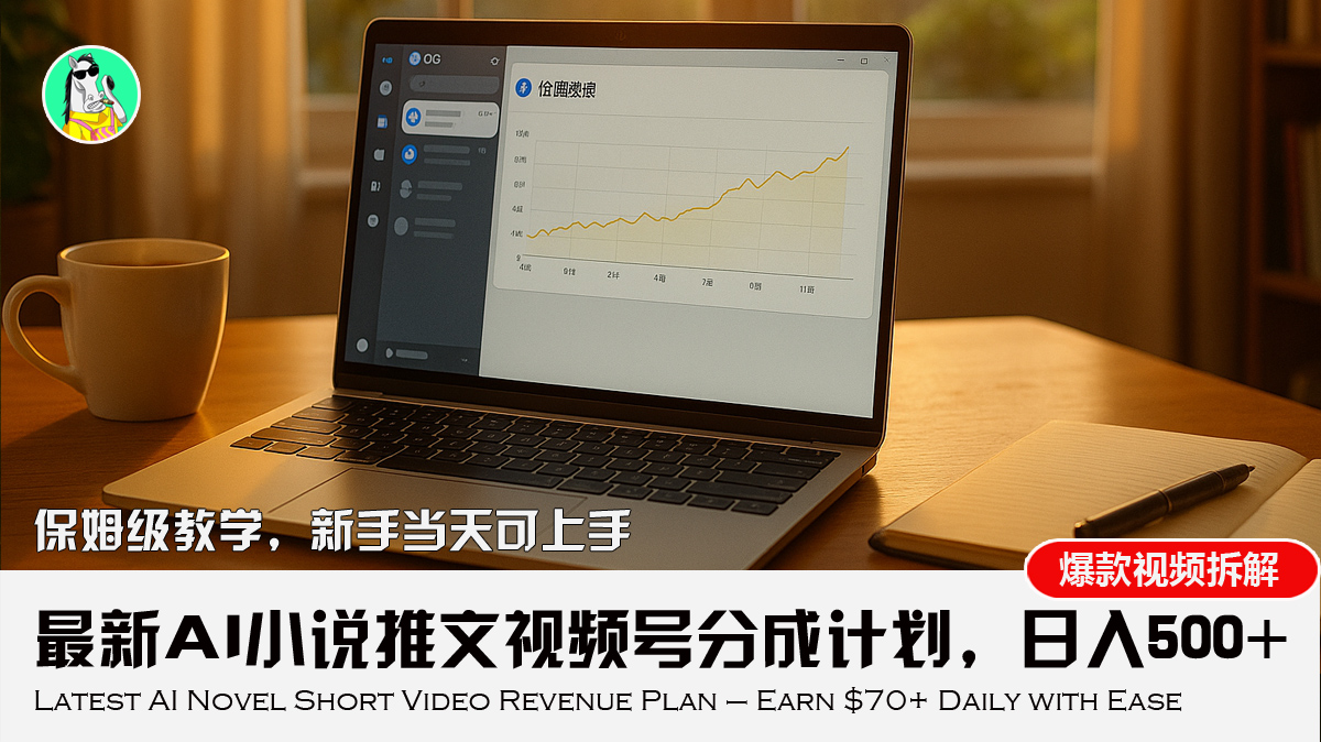 最新AI小说推文视频号分成计划，新手小白也能当天日入500+教程-创新社-资源网-最新项目分享网站