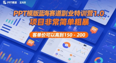 PPT模版蓝海赛道副业特训营1.0，项目非常简单粗暴，客单价可以高到150-200-创新社-资源网-最新项目分享网站