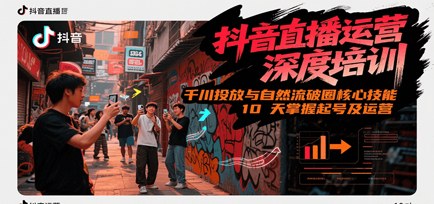 抖音直播运营深度培训，千川投放与自然流核心技能，10天掌握起号及运营(6-7月新课)-创新社-资源网-最新项目分享网站