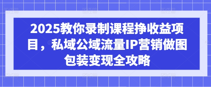 2025教你录制课程挣收益项目，私域公域流量IP营销做图包装变现全攻略-创新社-资源网-最新项目分享网站