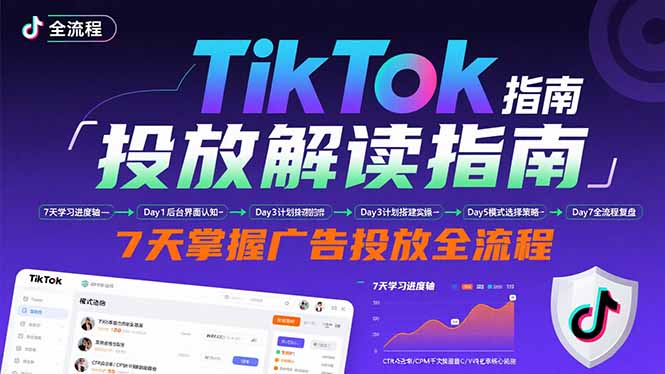 TikTok投放解读指南：后台操作/计划建立/模式选择，7天掌握广告投放全流程-创新社-资源网-最新项目分享网站