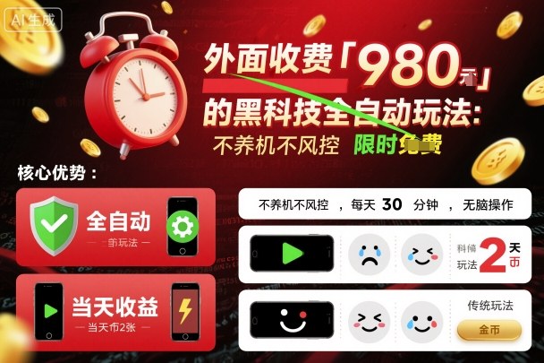 外面收费980的黑科技全自动玩法,不养机不风控,每天30分钟,无脑操作,当天收益2张【揭秘】-创新社-资源网-最新项目分享网站