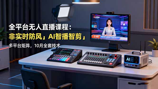 全平台无人直播课程:非实时防风+AI智播智剪+多平台矩阵,10月全套技术-创新社-资源网-最新项目分享网站