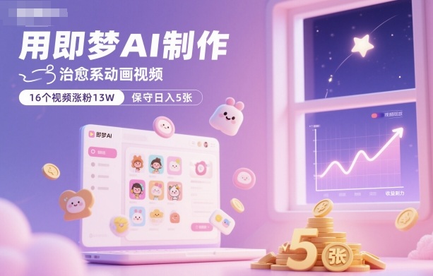 用即梦AI制作治愈系动画视频，16个视频涨粉13W，保守日入5张-创新社-资源网-最新项目分享网站